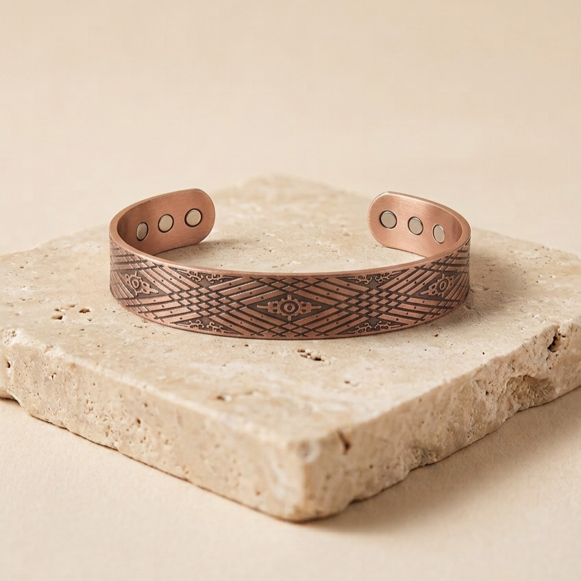 Gabriel - Bracciale in puro rame con motivo geometrico tribale