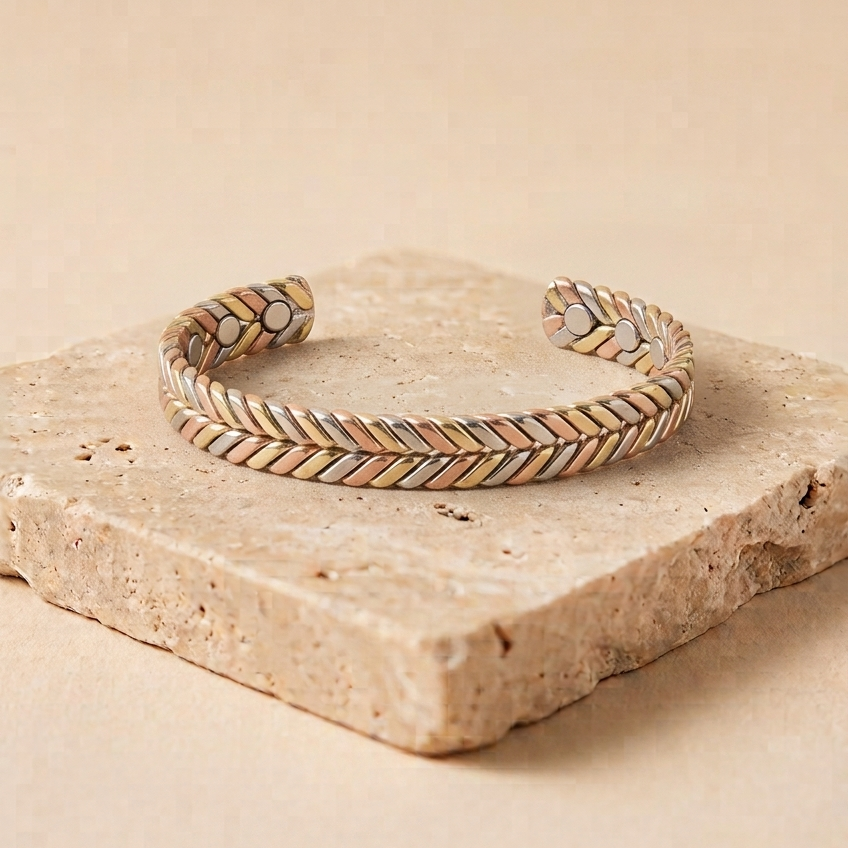Atena - Bracciale in puro rame multicolore a spiga