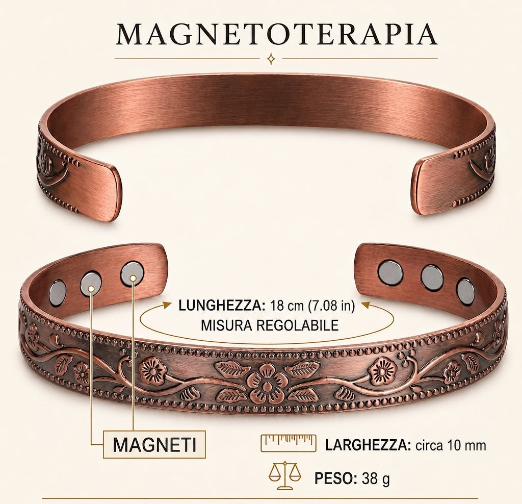 Atena - Bracciale in puro rame multicolore a spiga